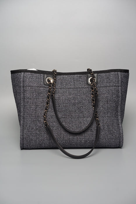 Chanel Deauville Tote in Black Tweed Ghw