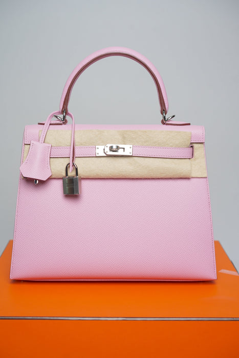 Hermes Kelly 25 in Mauve Sylvestre Epsom Phw (Brand New)