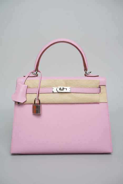 Hermes Kelly 25 in Mauve Sylvestre Epsom Phw (Brand New)