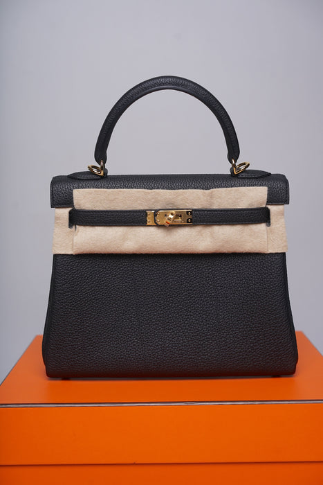 Hermes Kelly 25 in Noir Togo Phw (Brand New)