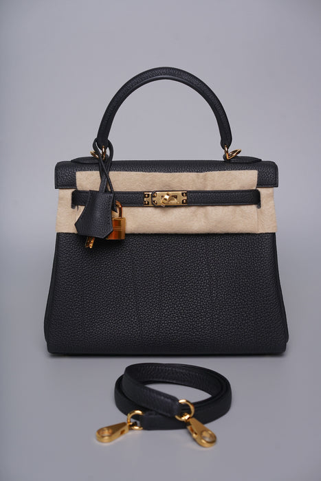 Hermes Kelly 25 in Noir Togo Phw (Brand New)
