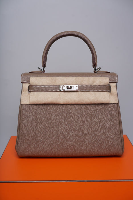 Hermes Kelly 25 in Etoupe Togo Phw (Brand New)