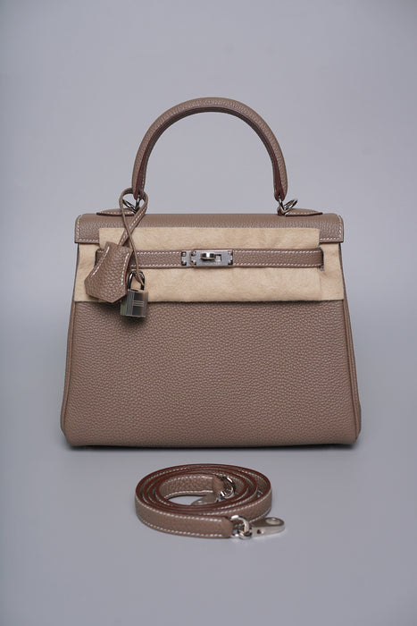 Hermes Kelly 25 in Etoupe Togo Phw (Brand New)