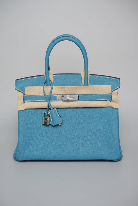 Hermes Birkin 30 in Blue Jean Togo Phw (Brand New)