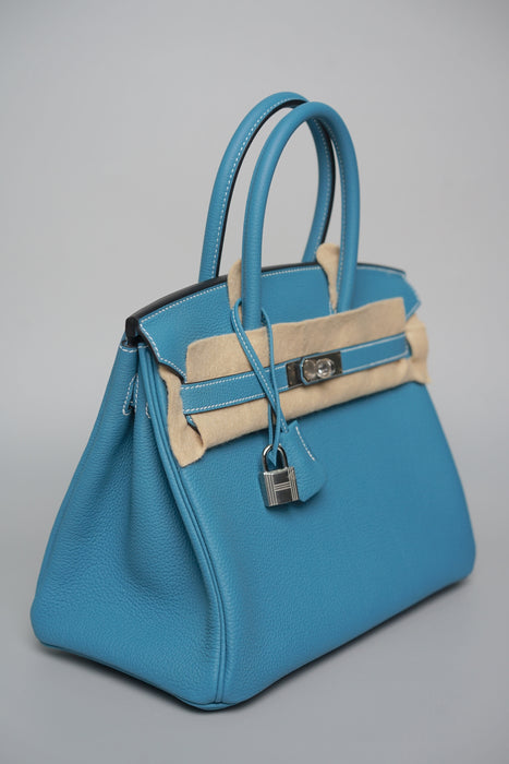 Hermes Birkin 30 in Blue Jean Togo Phw (Brand New)