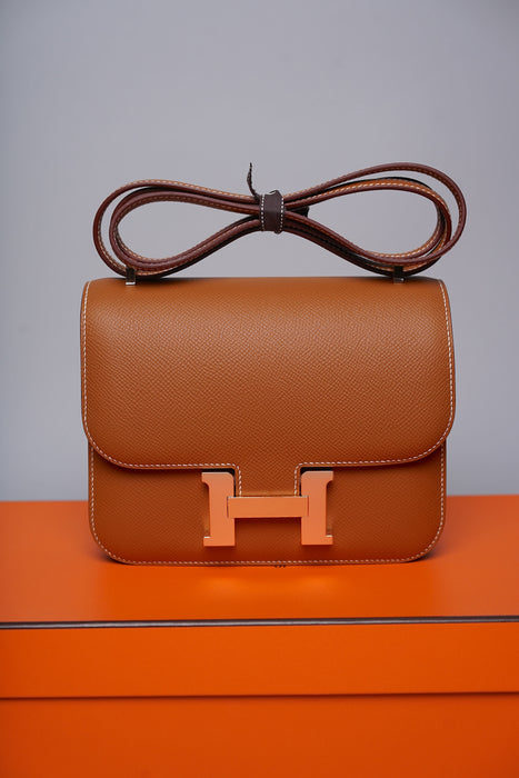 Hermes Constance 18 in Gold Epsom Rghw (Brand New)