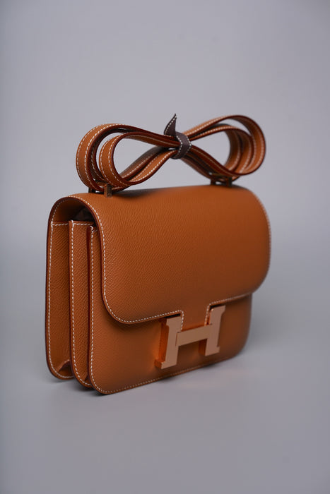 Hermes Constance 18 in Gold Epsom Rghw (Brand New)