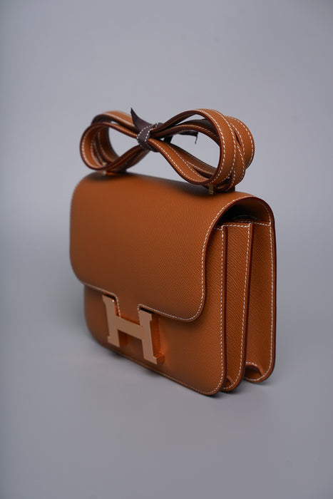 Hermes Constance 18 in Gold Epsom Rghw (Brand New)