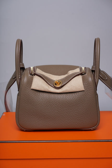 Hermes Mini Lindy II in Etoupe Ghw (Brand New)