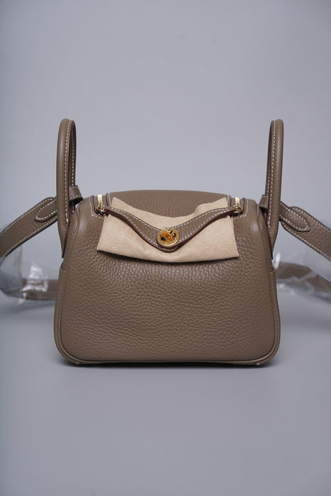 Hermes Mini Lindy II in Etoupe Ghw (Brand New)