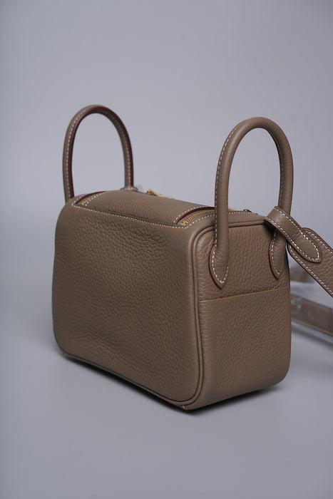 Hermes Mini Lindy II in Etoupe Ghw (Brand New)