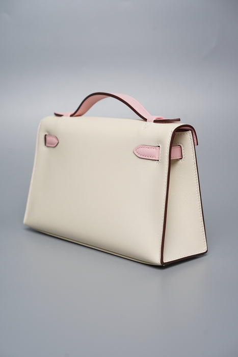 Hermes HSS Kelly Pochette in Nata / Rose Sakura Rghw (Brand New)