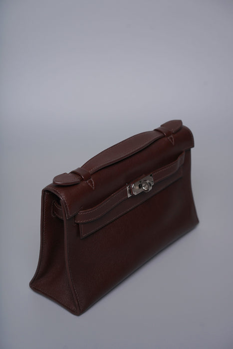 Hermes Kelly Pochette in Chocolate Swift Phw