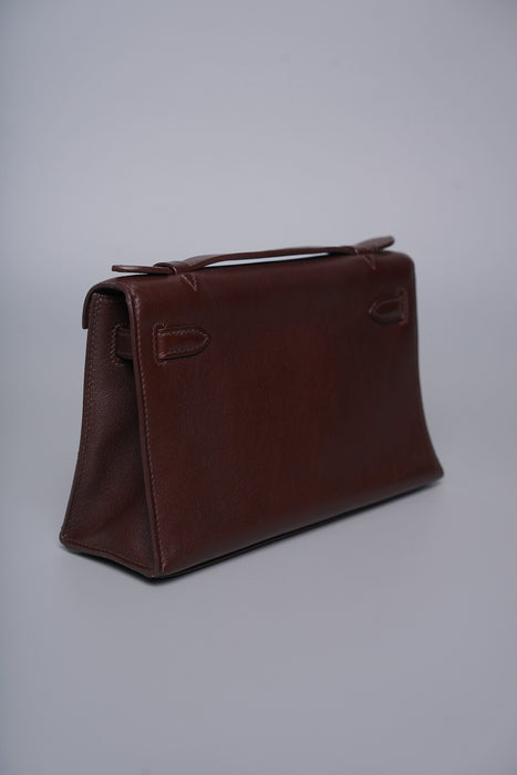 Hermes Kelly Pochette in Chocolate Swift Phw