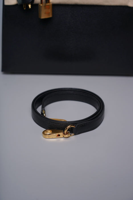 Hermes Kelly 25 Sellier in Noir Chevre Chamkila Ghw (Brand New)