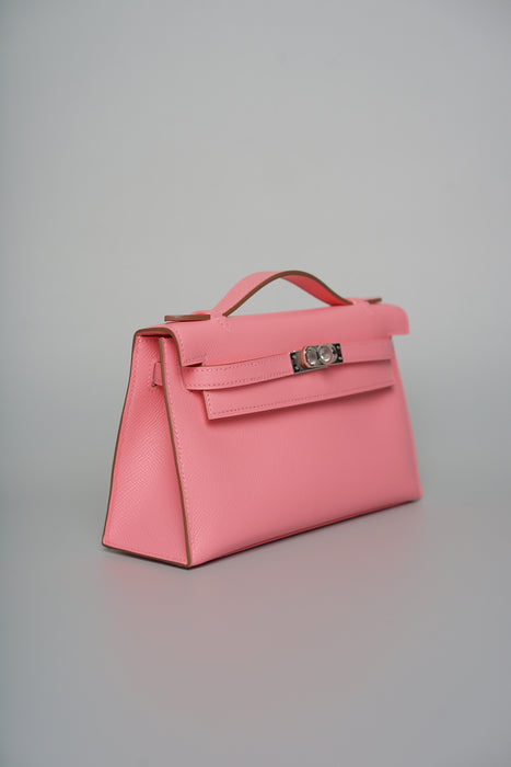 Hermes Kelly Pochette in Rose confetti in Epsom Phw