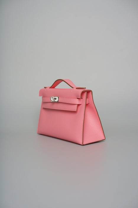 Hermes Kelly Pochette in Rose confetti in Epsom Phw