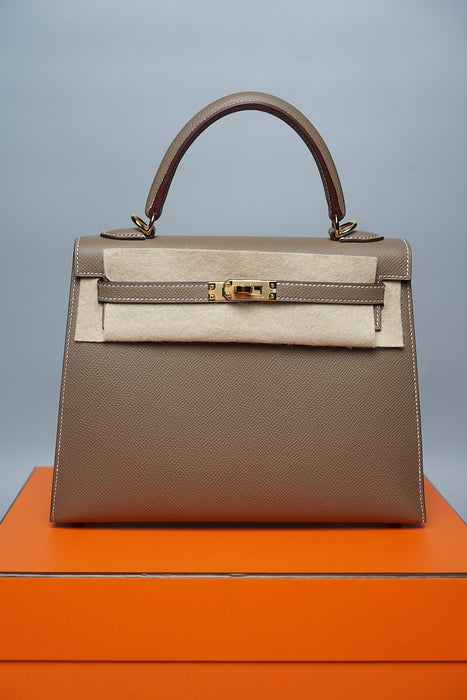 Hermes Kelly 25 Sellier in Etoupe Ghw (Brand New)