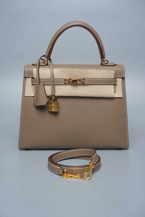 Hermes Kelly 25 Sellier in Etoupe Ghw (Brand New)