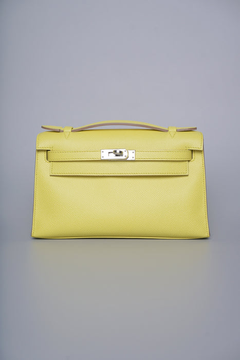 Hermes Kelly Pochette in Lime Epsom Phw