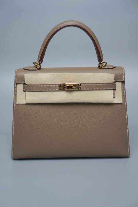 Hermes Kelly 25 Sellier in Etoupe Ghw (Brand New)