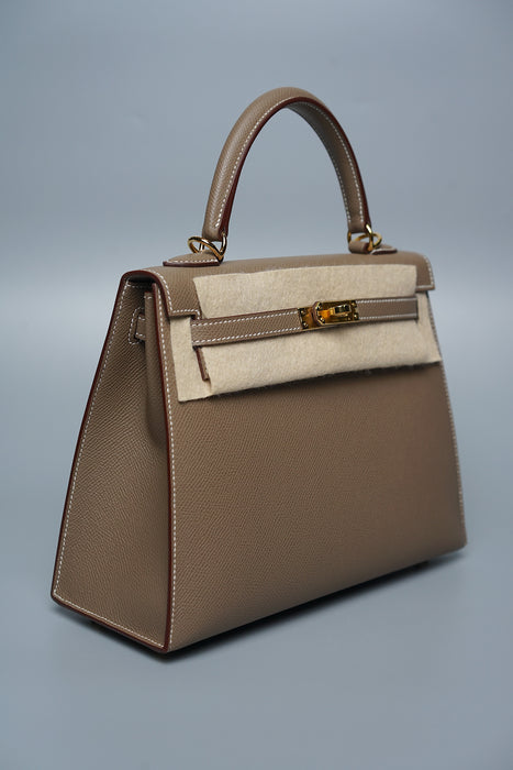 Hermes Kelly 25 Sellier in Etoupe Ghw (Brand New)