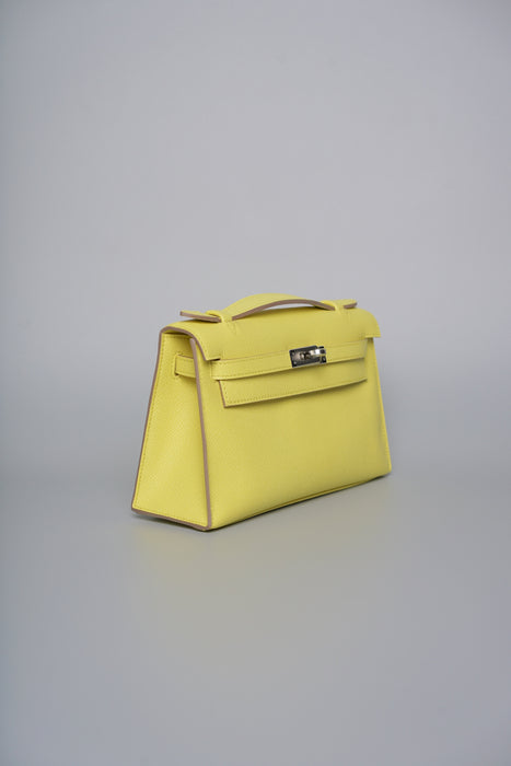 Hermes Kelly Pochette in Lime Epsom Phw