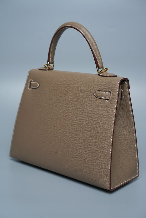 Hermes Kelly 25 Sellier in Etoupe Ghw (Brand New)