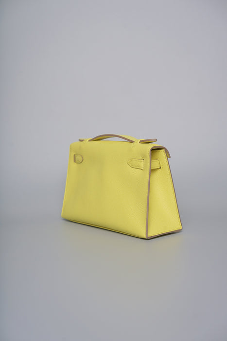 Hermes Kelly Pochette in Lime Epsom Phw