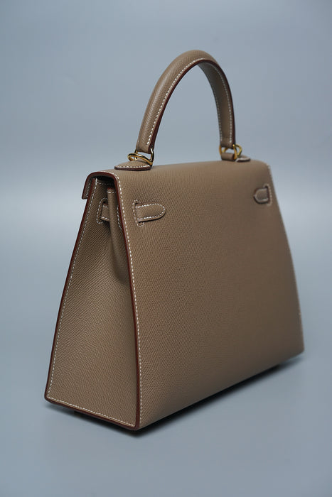 Hermes Kelly 25 Sellier in Etoupe Ghw (Brand New)