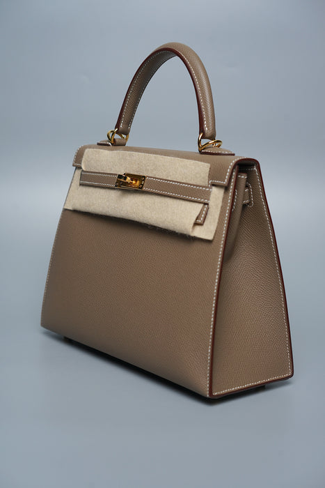 Hermes Kelly 25 Sellier in Etoupe Ghw (Brand New)