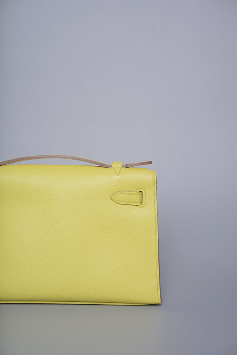 Hermes Kelly Pochette in Lime Epsom Phw