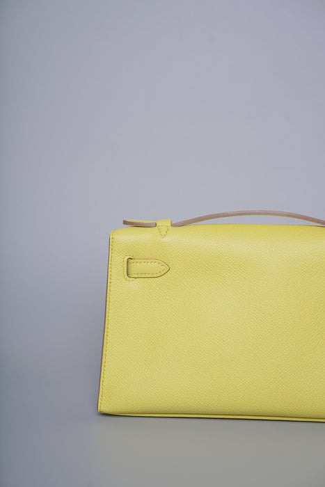 Hermes Kelly Pochette in Lime Epsom Phw
