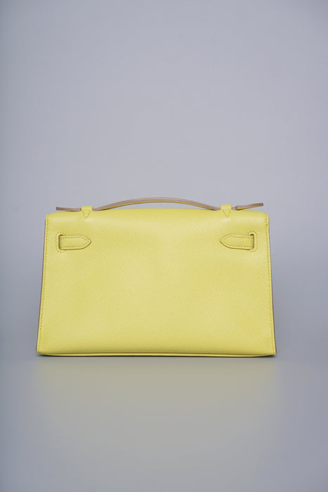 Hermes Kelly Pochette in Lime Epsom Phw