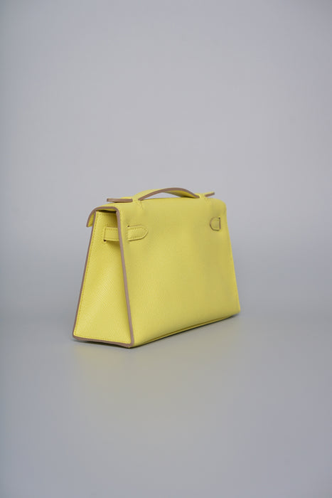 Hermes Kelly Pochette in Lime Epsom Phw