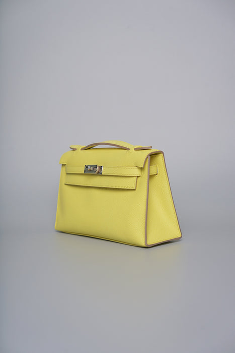 Hermes Kelly Pochette in Lime Epsom Phw