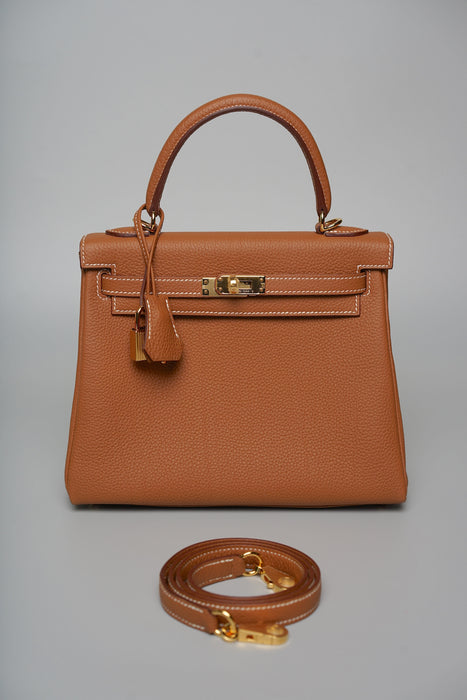 Hermes Kelly 25 in Gold Togo Ghw (Brand New)