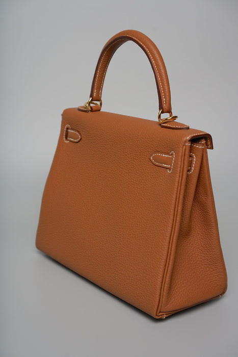 Hermes Kelly 25 in Gold Togo Ghw (Brand New)