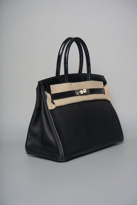 Hermes Birkin 30 Touch in Black Novillo Shiny Alligator Phw