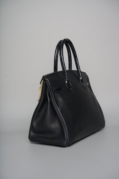 Hermes Birkin 30 Touch in Black Novillo Shiny Alligator Phw
