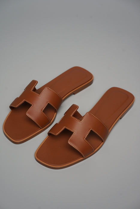 Hermes Oran Sandals in Gold Size 37 (Brand New)