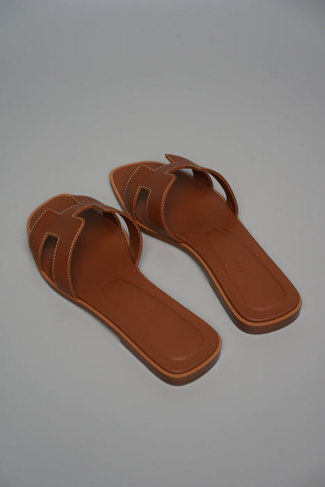 Hermes Oran Sandals in Gold Size 37 (Brand New)