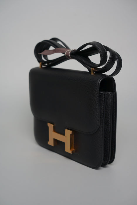 Hermes Constance 18 in Noir Epsom Rghw