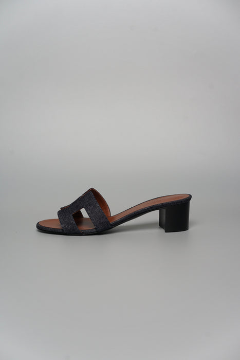 Hermes Oasis Sandals in Bleu Brut Denim Size 37.5 (Brand New)