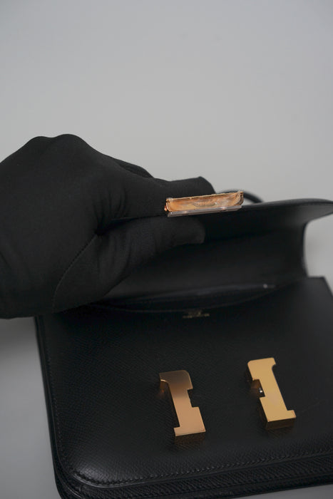 Hermes Constance 18 in Noir Epsom Rghw