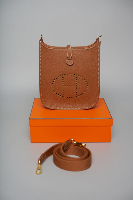 Hermes Mini Evelyne Short in Gold Ghw (Brand New)