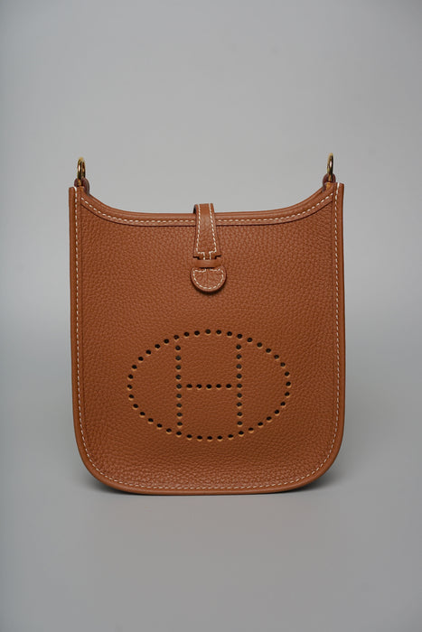 Hermes Mini Evelyne Short in Gold Ghw (Brand New)