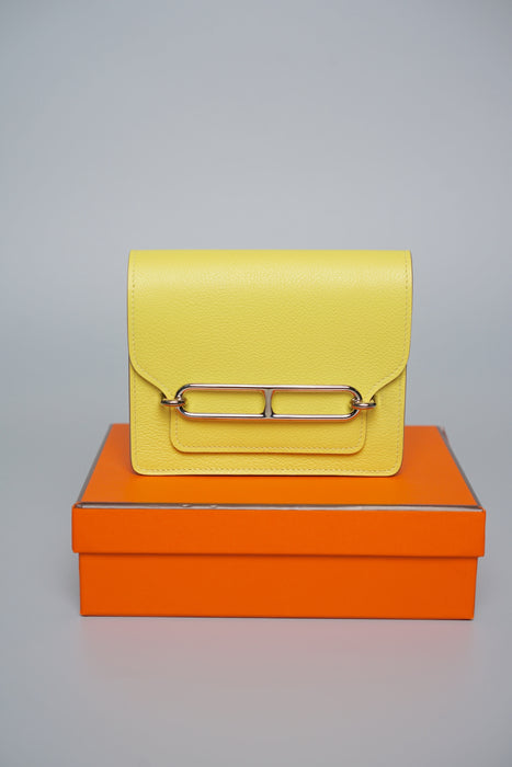 Hermes Roulis Slim Wallet in Lime/Blanc Permabrass
