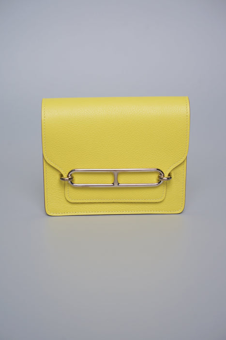 Hermes Roulis Slim Wallet in Lime/Blanc Permabrass