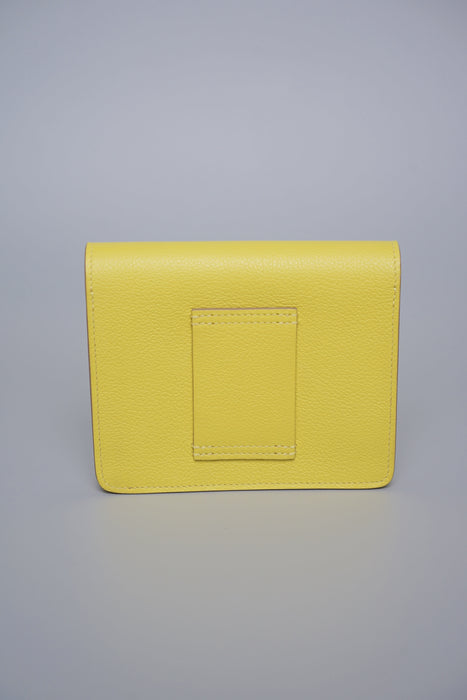 Hermes Roulis Slim Wallet in Lime/Blanc Permabrass